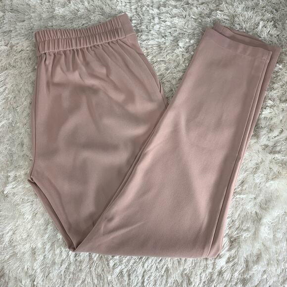 Blush Pink Crepe Pants Trousers Elastic Waist Sz Small - Picture 1 of 6